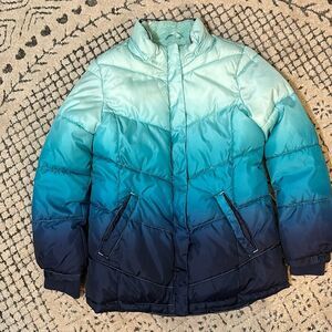 Justice Blue Gradient Puffer Jacket Size M 10